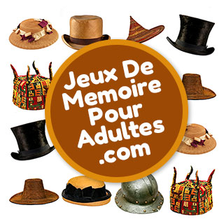 Jeu de société de mémoire gratuit pour seniors avec 20 cartes: Chapeaux